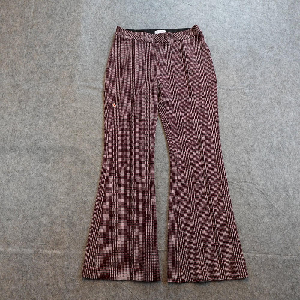 Rosetta Getty Pants‎ Womens XS/S? Red Black Mid Rise Flare Stretch Houndstooth